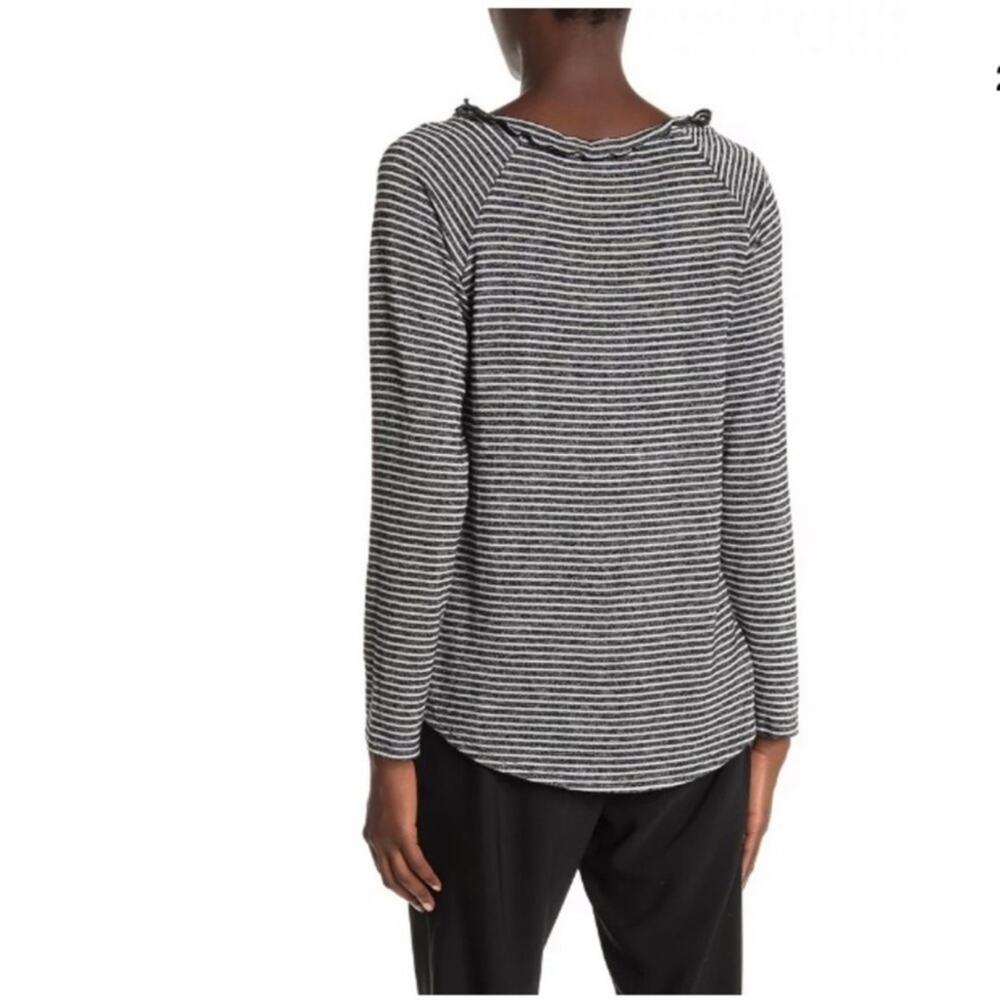 NWT GIBSON Ruffled Edge Raglan Striped Pullover - Picture 2 of 7